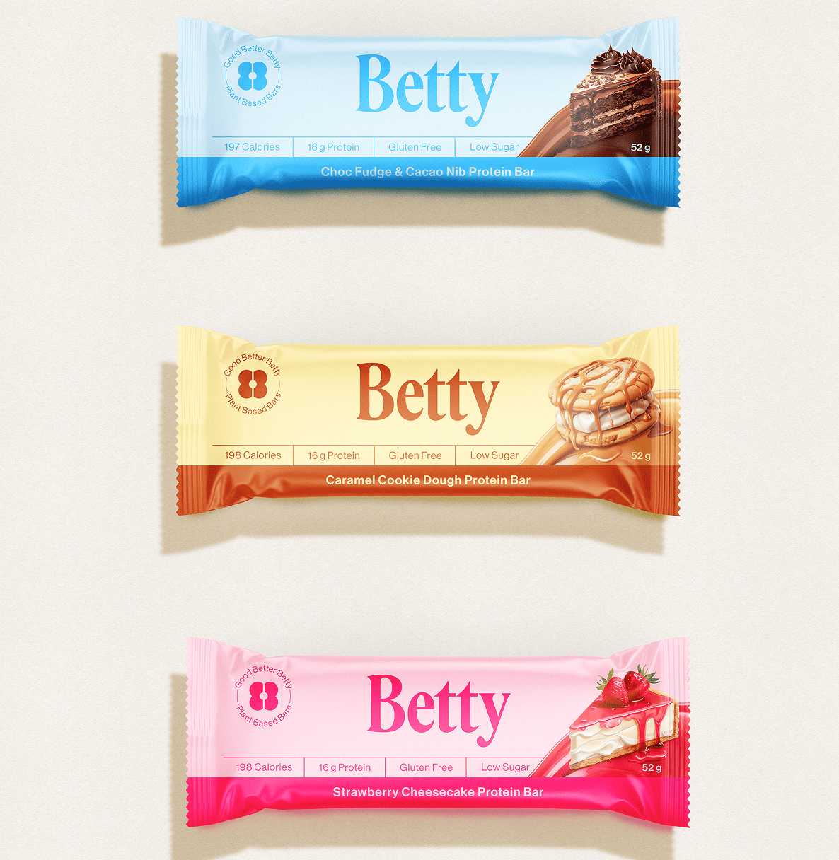 Image showcasing a woman holding a bag with Betty products inside